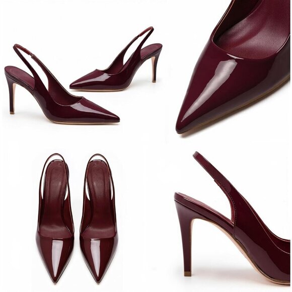 Slingback Heels for Women Pointed Toe Stiletto Heel Pumps Slip on Dress Pumps - Picture 6 of 9